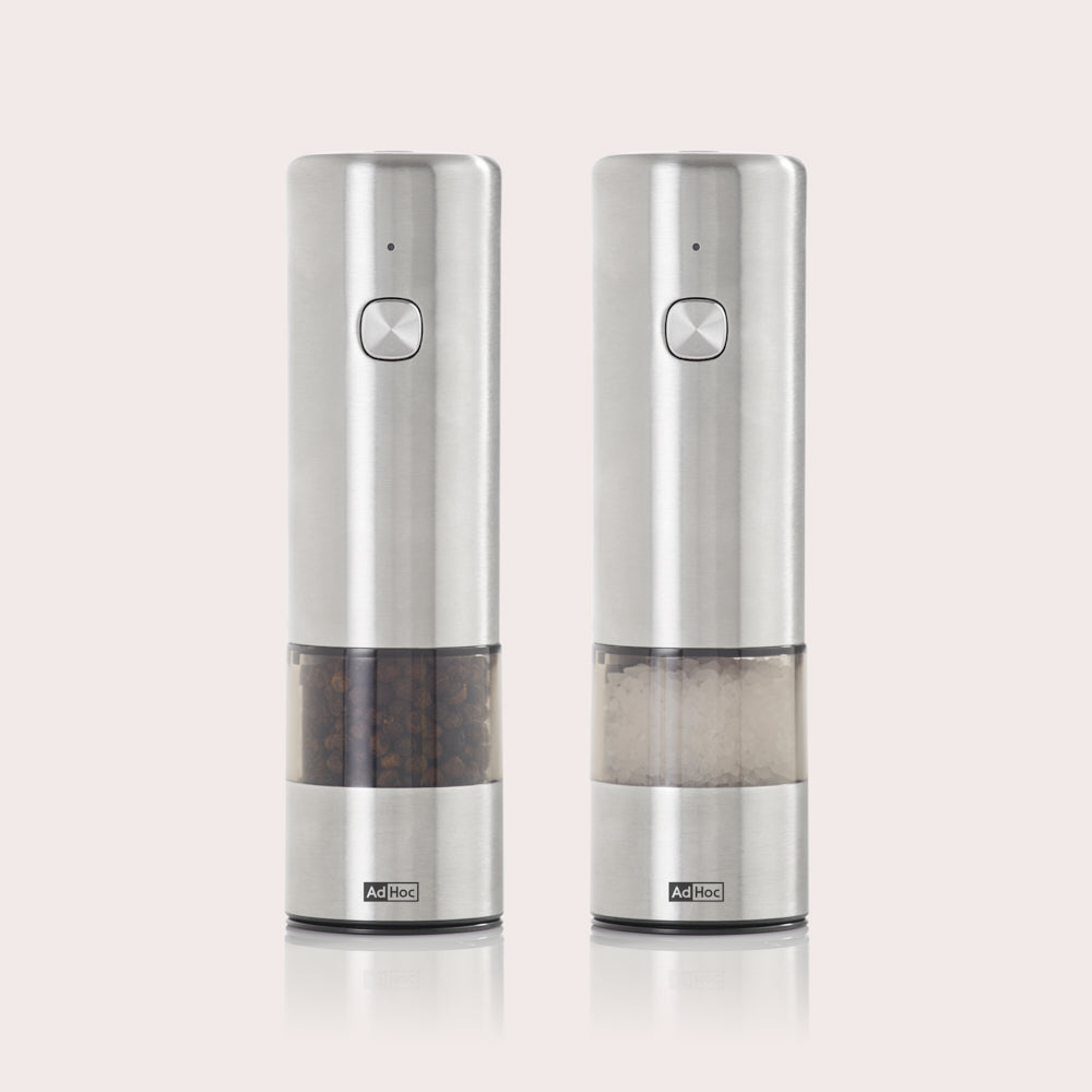 Electric Salt & Pepper Mill Set in Stainless Steel & Acrylic