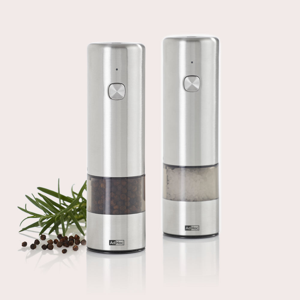Electric Salt & Pepper Mill Set in Stainless Steel & Acrylic