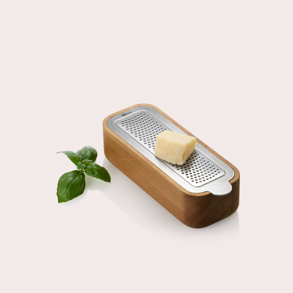 CutnServe Table Fine Grater with Collecting Container in Acacia Wood