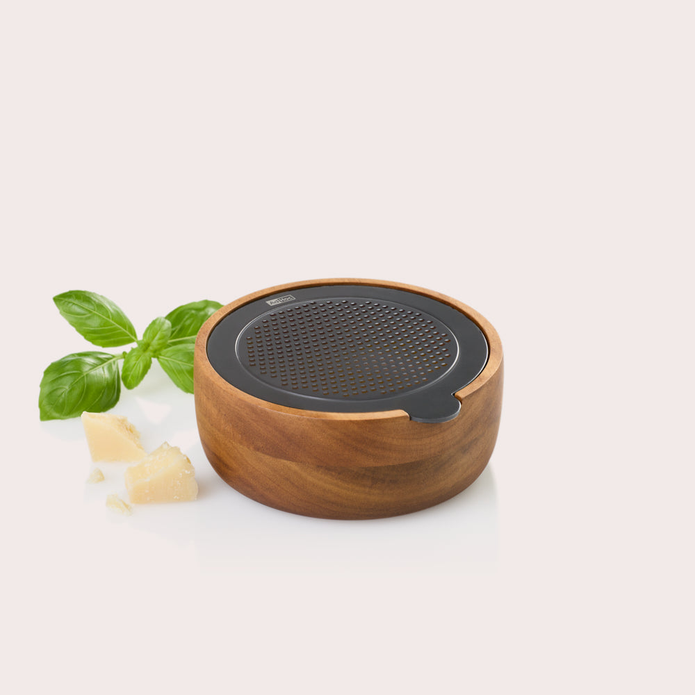 CutnServe Table Fine Grater in Black & Acacia Wood