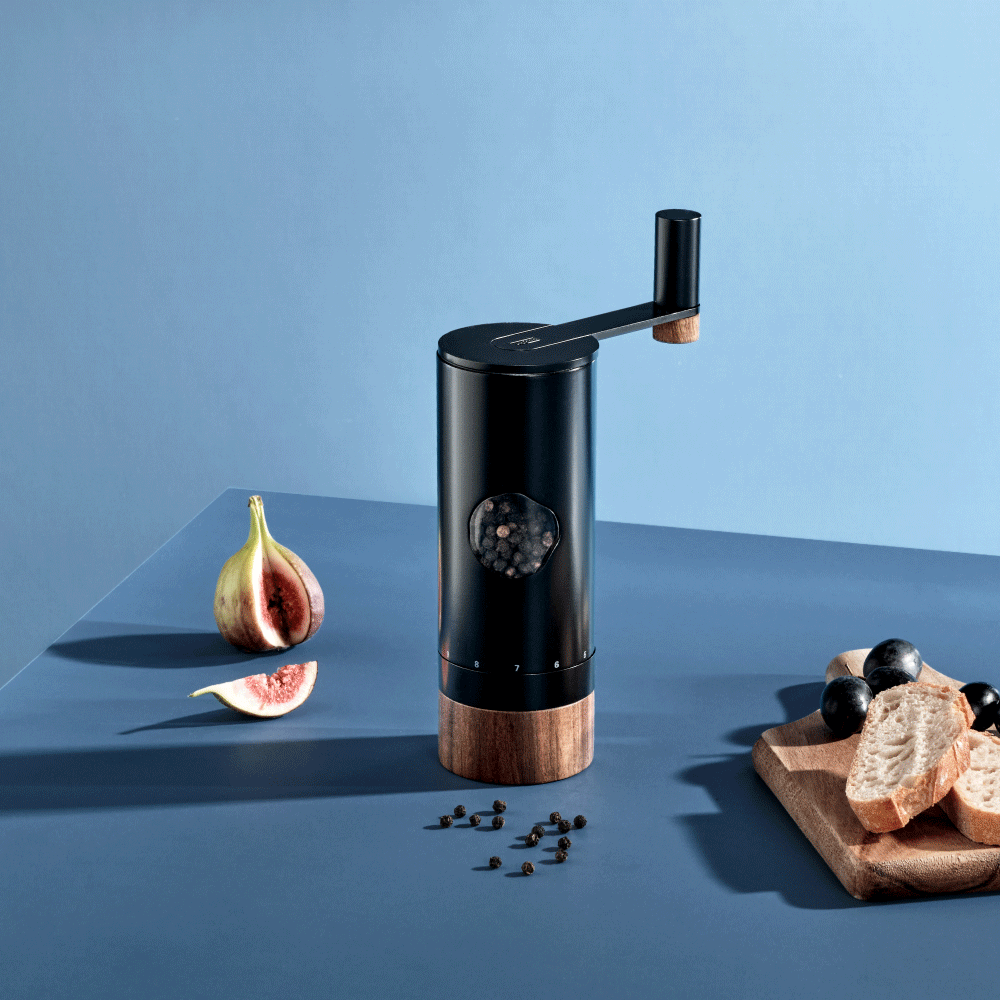 PowerMill Geared Salt & Pepper Mill in Black & Wood Finish