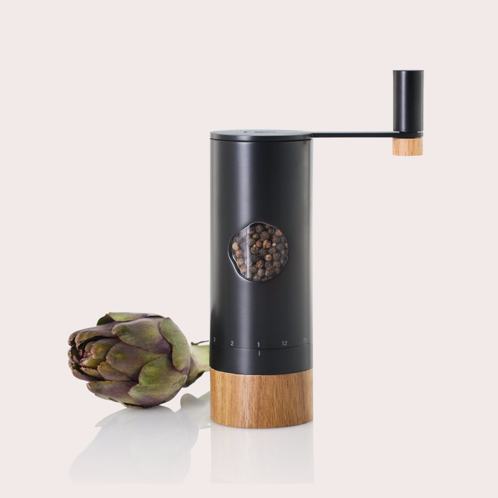 PowerMill Geared Salt & Pepper Mill in Black & Wood Finish