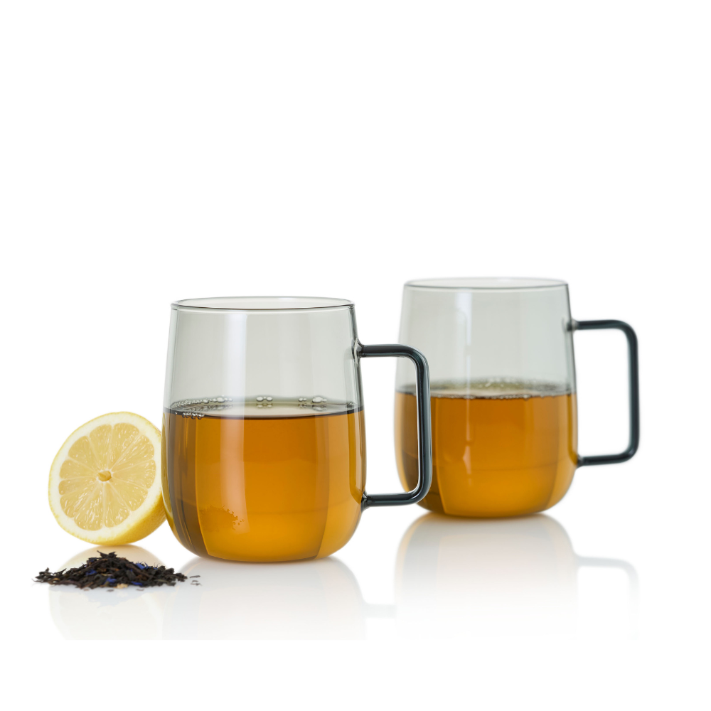 Yuna 2 Piece Cup Set in Grey Glass
